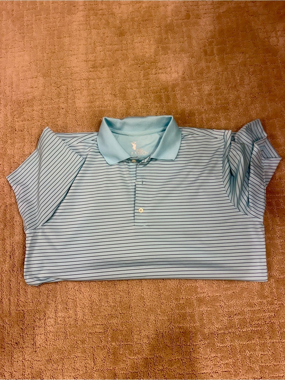 Fairway & green tech Light Blue Striped Polo Top
